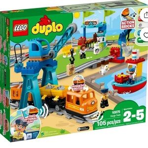 Retired Duplo LEGO Cargo Train 10875 Set train lights up w/ action buttons